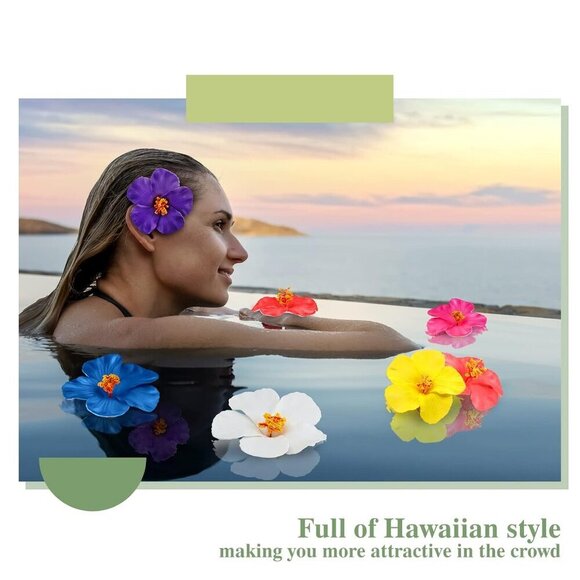 Hibiscus Hair Clips Hawaiian Flowers Assorted Colors Bridal Wedding Beach Decor